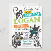 Animaux de fête Invitation d'anniversaire moderne (Devant)