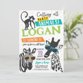 Animaux de fête Invitation d'anniversaire moderne (Debout devant)