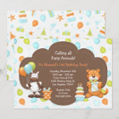 Animaux de fête Invitation de fête d'anniversaire (Devant / Derrière)