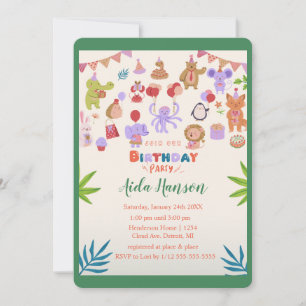 Animaux de fête Invitation de fête d'anniversaire
