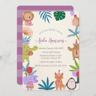 Animaux de fête Invitation de fête d'anniversaire