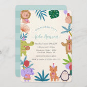 Animaux de fête Invitation de fête d'anniversaire (Devant / Derrière)