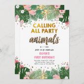 Animaux de fête Invitation de fête Safari Leopard  (Devant / Derrière)