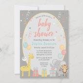 Animaux de fête mignons Invitation Baby shower - R (Devant)