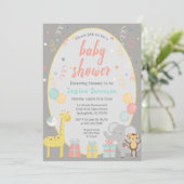 Animaux de fête mignons Invitation Baby shower - R (Debout devant)
