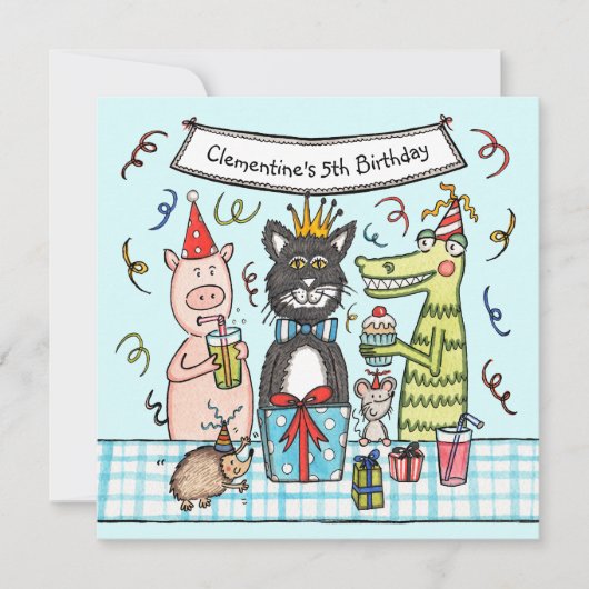 Animaux de fête personnalisés Invitation de fête d (Devant)