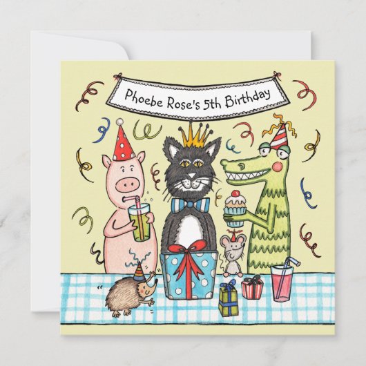 Animaux de fête personnalisés Invitation de fête d (Devant)