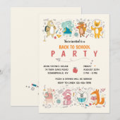 Animaux de fête Retour à l'école Invitation de fêt (Devant / Derrière)
