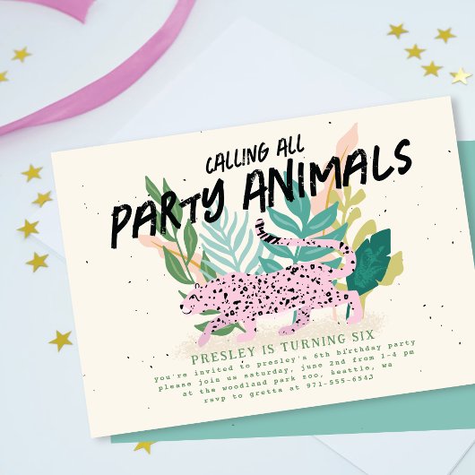 Animaux de fête sauvage Invitation de la fête Anni