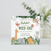 Animaux de fête Wild One Birthday Invitation Card (Debout devant)