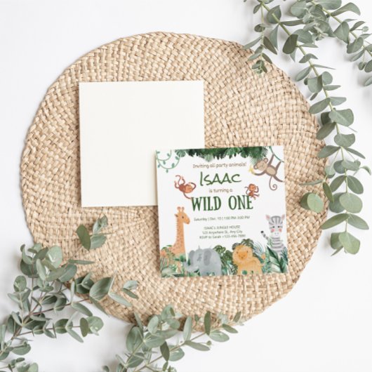 Animaux de fête Wild One Birthday Invitation Card