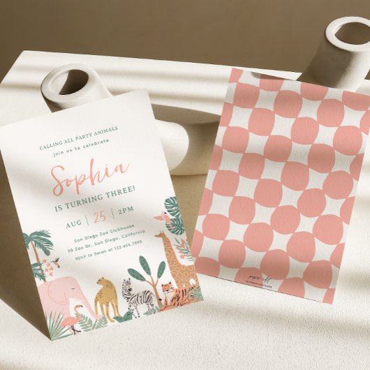 Animaux de fête Zoo Invitation Anniversaire Safari