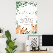 Animaux de forêt Affiche de bienvenue blanche (Bureau à domicile)