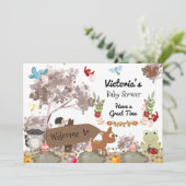 Animaux de forêt Baby bienvenue Invitation (Debout devant)