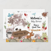 Animaux de forêt Baby bienvenue Invitation (Devant / Derrière)