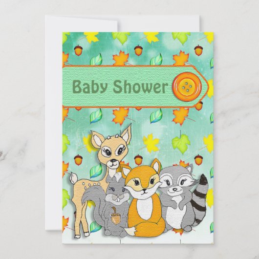 Animaux de forêt Bébé Douche Invitations (Devant)