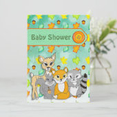 Animaux de forêt Bébé Douche Invitations (Debout devant)