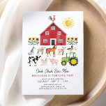 Animaux de la ferme Barnyard Invitation d'annivers<br><div class="desc">Célébrez votre petit anniversaire avec cette invitation à thème de la ferme,  avec toutes sortes d'animaux de ferme et une grande grange rouge!</div>