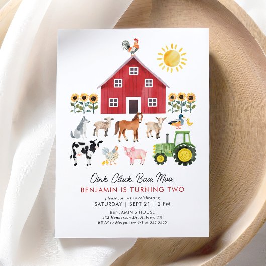 Animaux de la ferme Barnyard Invitation d'annivers