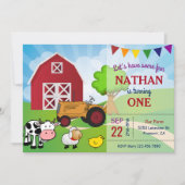 Animaux de la ferme | Carte d'invitation pour une (Devant)