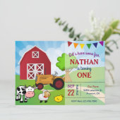 Animaux de la ferme | Carte d'invitation pour une (Debout devant)