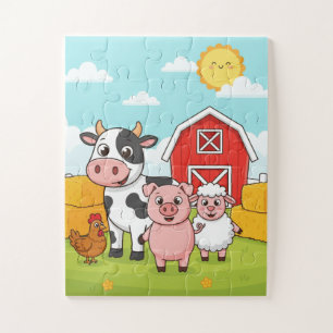 Animaux de la Ferme Enfants Puzzle Vache Cochon