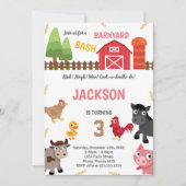 Animaux de la ferme rouge Invitations d'anniversai (Devant)