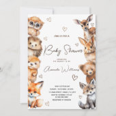 Animaux de la forêt thème Baby shower Invitation (Devant)