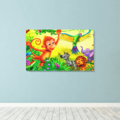 Animaux de la jungle amusant toile papier de chamb (Insitu (Plancher de Bois))