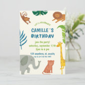 Animaux de la Jungle Amusants Invitation de fête d (Debout devant)