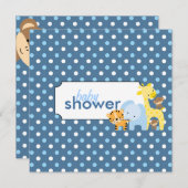 Animaux de la Jungle Baby Boy Douche Invitations (Devant / Derrière)
