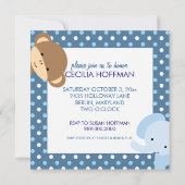 Animaux de la Jungle Baby Boy Douche Invitations (Dos)
