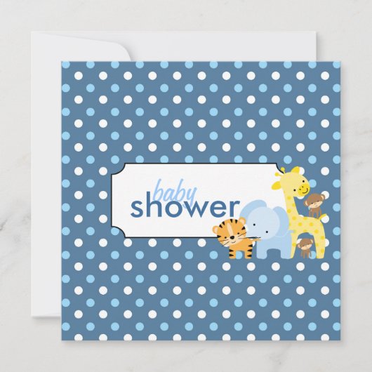 Animaux de la Jungle Baby Boy Douche Invitations (Devant)