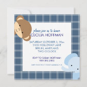 Animaux de la Jungle Baby Boy Douche Invitations (Dos)