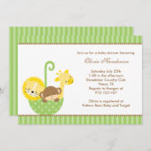 Animaux de la jungle dans les invitations paraplui (Devant / Derrière)