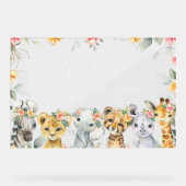 Animaux de la jungle, Fleurs, Baby shower d'accuei (Recto)