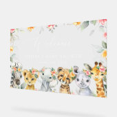 Animaux de la jungle, Fleurs, Baby shower d'accuei (Angle)
