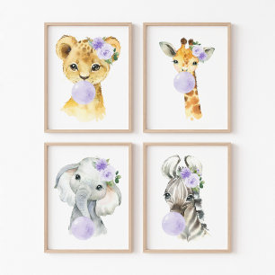 Animaux de la jungle, gomme à bulles violettes, Ne