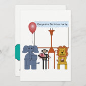 Animaux de la Jungle Invitation de fête d'annivers (Devant / Derrière)