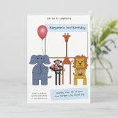 Animaux de la Jungle Invitation de fête d'annivers (Debout devant)