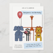 Animaux de la Jungle Invitation de fête d'annivers (Devant / Derrière)