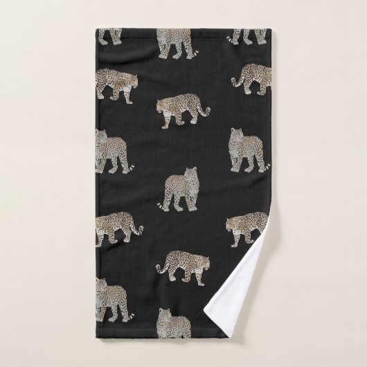 Animaux de la jungle léopard doré noir moderne (Serviette à main)