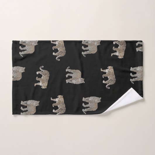 Animaux de la jungle léopard doré noir moderne (Serviette à main)