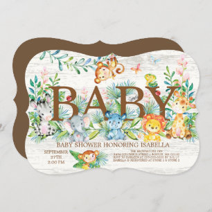 Animaux de la Jungle Neutre Invitation Baby shower