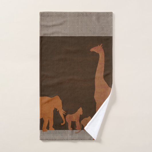 Animaux de la jungle safari marron (Serviette à main)