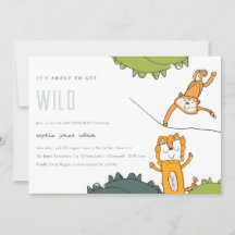 Animaux de la jungle sauvage mignonne Invitation d