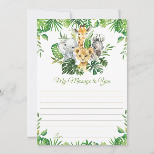 Animaux de la jungle Verdure Carte de message de l (Devant)