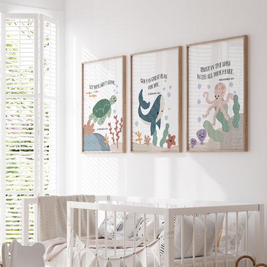 Animaux de l'océan enfants jeu de verset biblique 