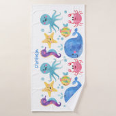 animaux de mer, aquarelle animaux de mer, enfants  (Serviette de bain)