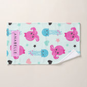 Animaux de mer, poulpe, méduse, Coeurs, Votre nom (Serviette à main)